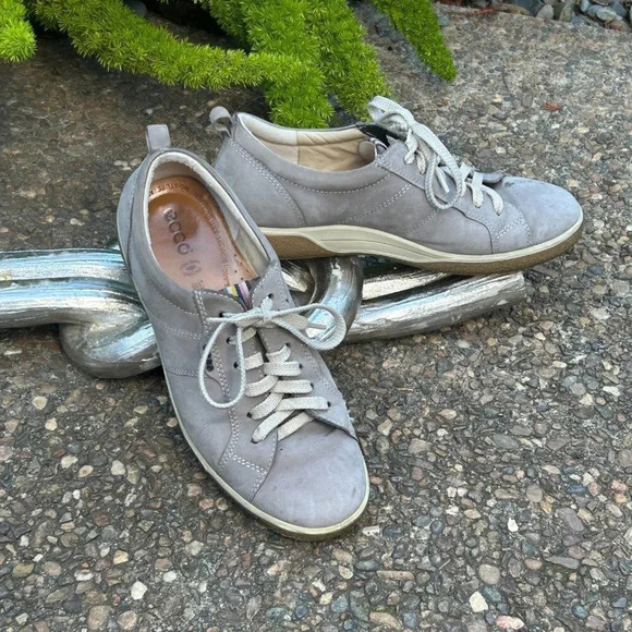 Ecco Pewter Nubuck Suede Leather Casual Sneakers Size 39 - Picture 8 of 8